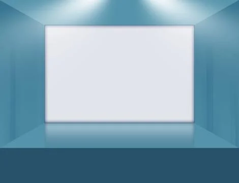 A Big White Flat Screen on 3D Space Stage Concept Series イラスト素材