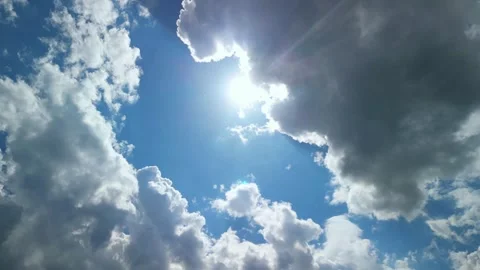 Big white fluffy clouds in the blue sky.Summer background.  Stock-Footage 282822381