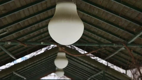 A big white light bulb on the ceiling Stock Footage 175211391