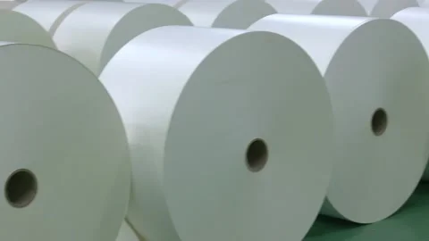 Big White Paper Rolls Placed on the Floor Stock Footage 165637930