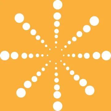Big white snowflake circle on yellow background Stock Illustration
