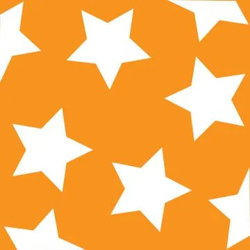 Big white stars pattern on orange background Illustrazione stock