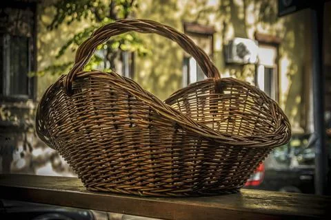 A Big Wicker Basket Stock Photos