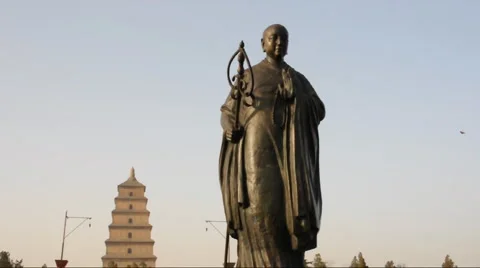 Big Wild Goose Pagoda of xi'an city in china  Vídeo Stock 887174