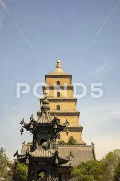 Big Wild Goose Pagoda, Xian, China Stock Photos