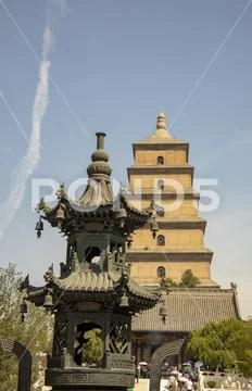Big Wild Goose Pagoda, Xian, China with tourists Stock Photos