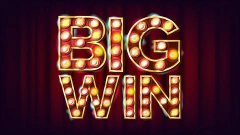 Big Win Banner Vector. Casino 3D Glowing Element. For Advertising Design. Modern Stock Illustration