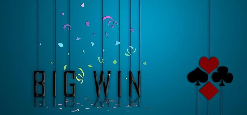 Big win casino 3d rendering background concept. Illustrazione stock