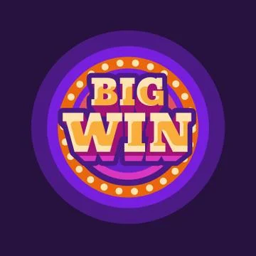 Big win casino purple round retro sign flat illustration Stock Illustration