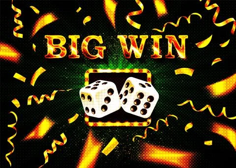 Big win gold text on retro red board vector banner Stock Illustration