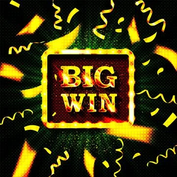 Big win gold text on retro red board vector banner Stock Illustration