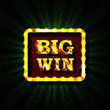 Big win gold text on retro red board vector banner Stock Illustration