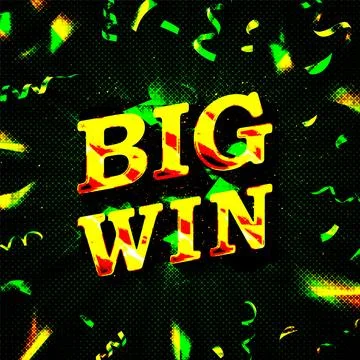 Big win gold text on retro red board vector banner. Stock Illustration