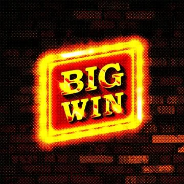 Big win gold text on retro red board vector banner. Stock Illustration