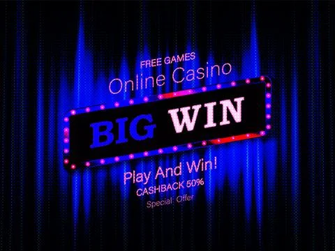 Big win gold text on retro red board vector banner. Illustrazione stock