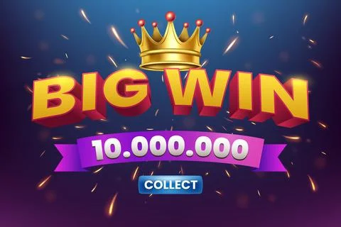 Big Win Golden Text with Fire Flying Sparks, Game Banner, Vector Illustration Stock Illustration