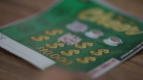 Big win lottery scratch ticket Stock Footage 100342190