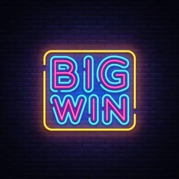 Big Win neon sign vector. Big Win Design template neon sign, light banner, neon Illustrazione stock