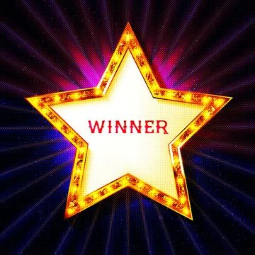 Big Win Retro Shining Star Banner Stock Illustration