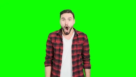 Big win surprise man on green screen. Stock Footage 101893042