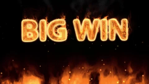 Big Win Text Engulfed in Burning Flames on Black Background Stock Footage 346427720