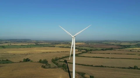 Big wind turbine seem from front, spinning and generating green energy. Stock Footage 94905976