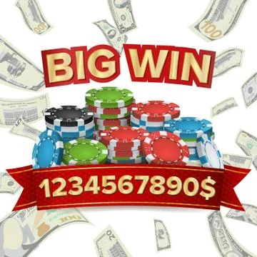 Big Winner Poster Vector. You Win. Explosion Money. Gambling Poker Chips. Illustration