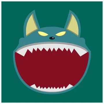 Big Wolf Character Head  and Open mouth , Vector and Illustration. Stock Illustration