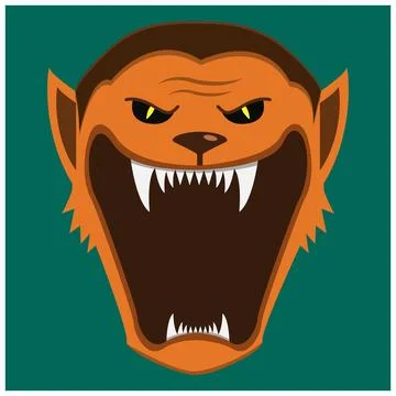Big Wolf Man Character Head  and Open mouth , Vector and Illustration. Stockillustratie