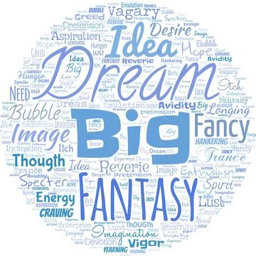 Big word cloud in the shape of circle with words dream big. To think of Ilustración de archivo
