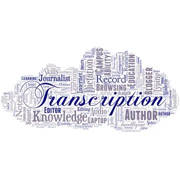 Big word cloud in the shape of cloud with word transcription. Written or typing イラスト素材