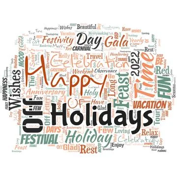 Big word cloud in the shape of dialog box with words Happy Holidays. Greeting Illustrazione stock