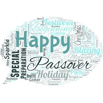 Big word cloud in the shape of speech bubble with words Happy Passover. Another Illustrazione stock