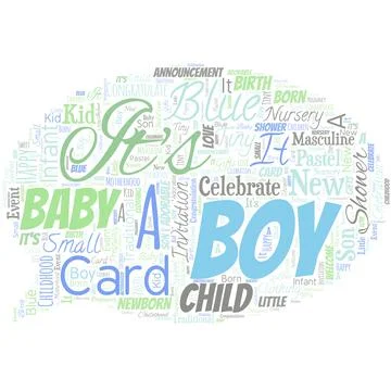 Big word cloud in the shape of speech bubble with words It S A Boy. Expecting a Stock Illustration