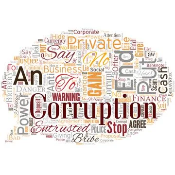 Big word cloud in the shape of speech bubble with words say no to corruption Stock Illustration