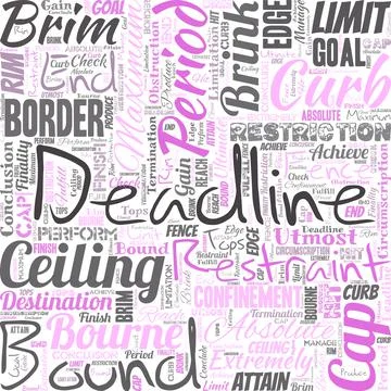 Big word cloud in the shape of square with word deadline. Period of time by Stock Illustration