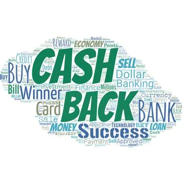 Big word cloud in the shape of UFO with words cash back. Incentive offered Illustrazione stock