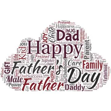 Big word cloud in the shape of UFO with words happy Father's Day. Time of year Stock Illustration