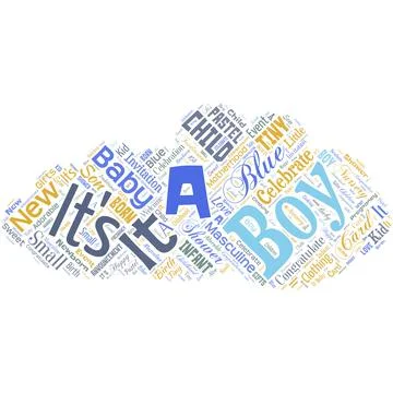 Big word cloud in the shape of UFO with words It S A Boy. Expecting a male baby Stock Illustration