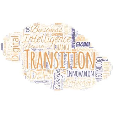 Big word cloud in the shape of UFO with words transition. Dramatic or sweeping Stock Illustration