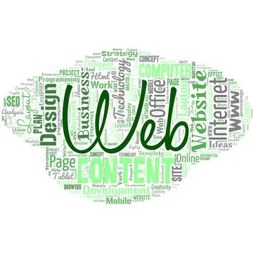 Big word cloud in the shape of UFO with word WEB. A system of Internet servers Illustrazione stock