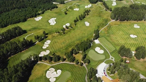 Big World-class golf course near the forest, beautiful aerial view of nature Stockbeeldmateriaal 134811628