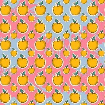 Big yellow apple pattern Big yellow apple pattern on color blots ink Copyr... Stock Photos