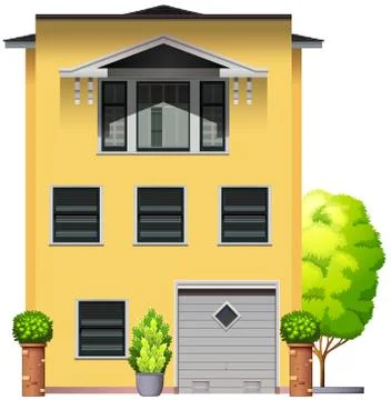 A big yellow building Ilustración de archivo
