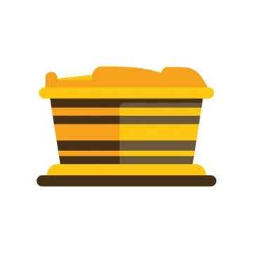 Big yellow excavator loading mining truck at open pit mine Illustrazione stock