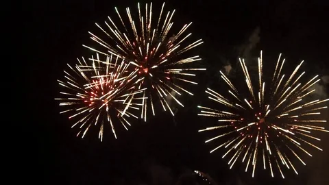 Big yellow fireworks Stock Footage 75391505