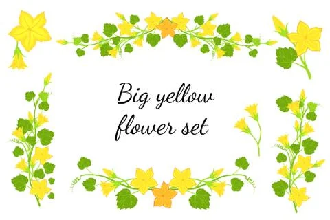 Big yellow flower set Stock Illustration