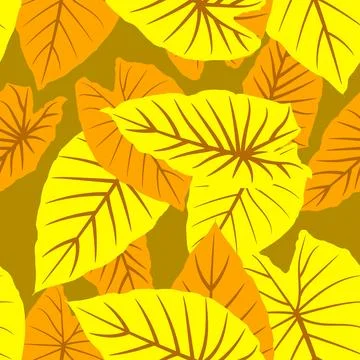 Big yellow leaves seamless pattern Stock Illustration