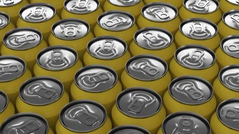 Big yellow soda cans on black background Stock Illustration