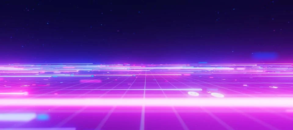 Bigdata light speed planar flow horizon. Abstract digital data stream of quantum Stock Illustration